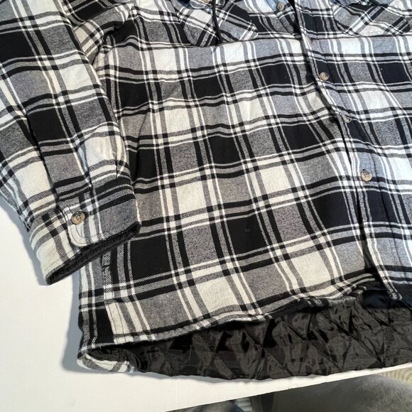 Wrangler Black & White Plaid Hooded Button Up Jacket Size XXL - Picture 8 of 13